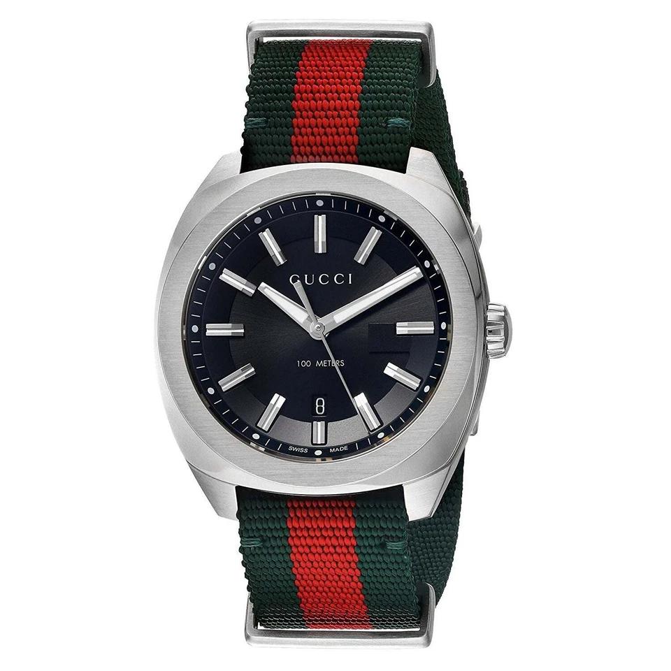 Gucci YA142305 GG2570 40MM Men's Red and Green Nylon Watch