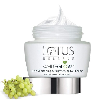 40g Lotus Herbal White Glow Skin Whitening & Brightening Gel Cream LSF 25 PA 