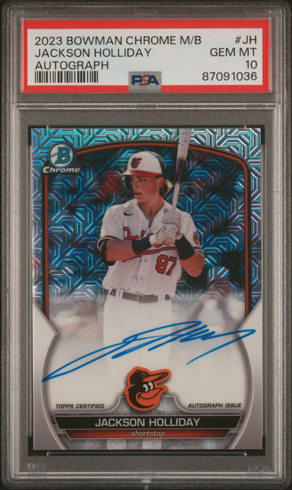 2023 Bowman Chrome JACKSON HOLLIDAY Mega Box Mojo Auto BCMA-JH PSA 10 ORIOLES 