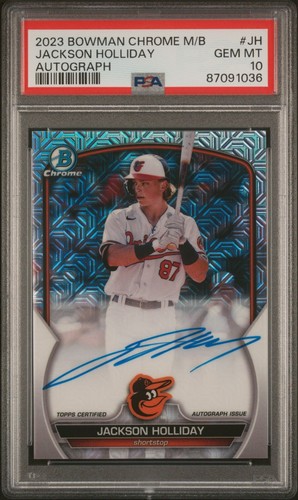 2023 Bowman Chrome JACKSON HOLLIDAY Mega Box Mojo Auto BCMA-JH PSA 10 ORIOLES 