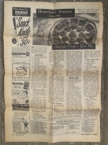 Vintage American Weekly June 3 1951 Pg 21, 22 Matt Clark illustration many ads - Picture 12 of 19