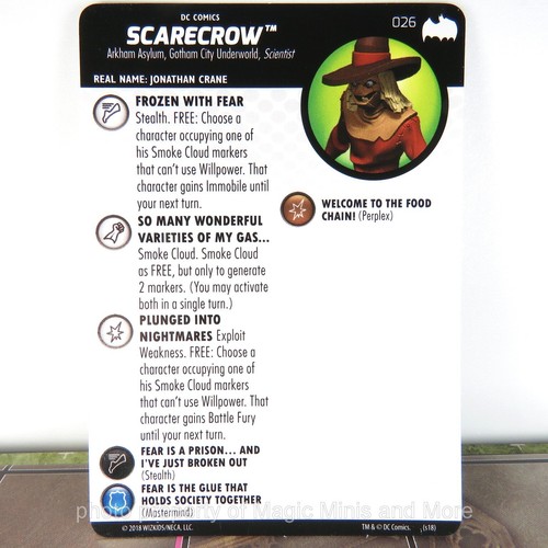 Batman the Animated Series ~ SCARECROW #026 HeroClix uncommon miniature #26 - Picture 3 of 4