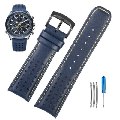 Uhrenarmband Leder für Citizen Blue Angels Men Radio Wave Armbanduhr 22mm 23mm