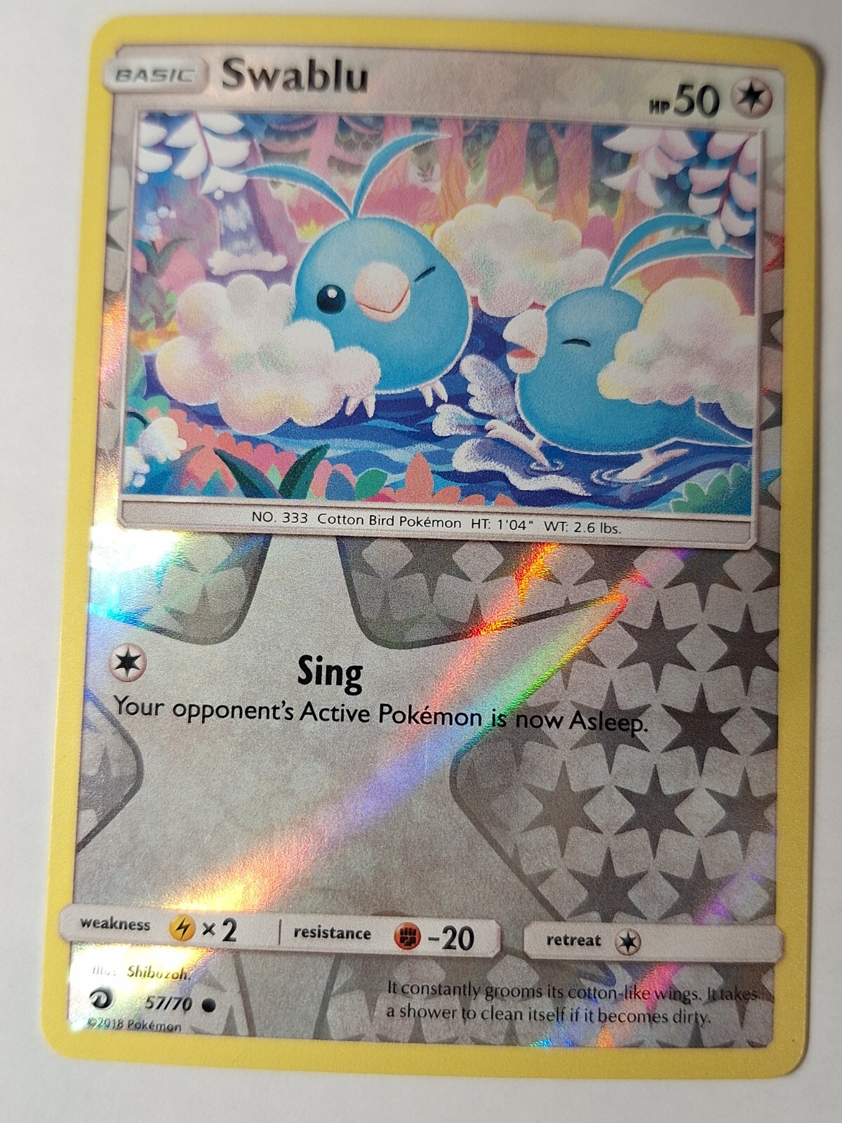 Swablu 57/70 Dragon Majesty Reverse Pokemon Holo Foil Nice!
