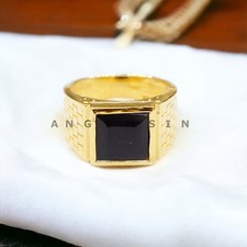 Onyx Gemstone With 14K Solid Yellow Gold Ring For Men's AL238