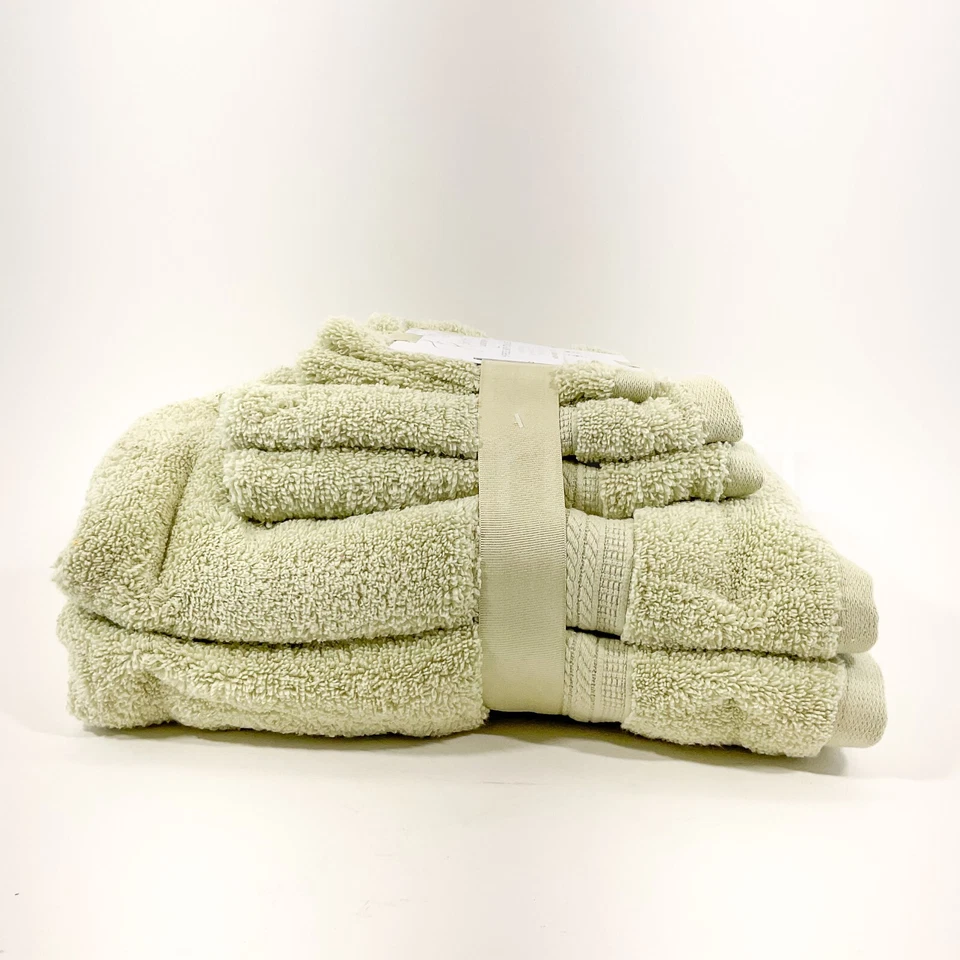 Juego de 6 paños de baño Revive Oeko Tex 100 % algodón 2 baños 2 manos verde nuevo con etiquetas Foto 2 de 4