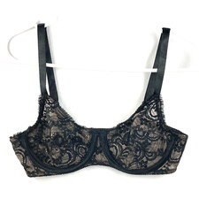 Vintage 80s Victoria Secret Bra 34B Gold Label Semi Sheer Lace Underwire NOS NWT