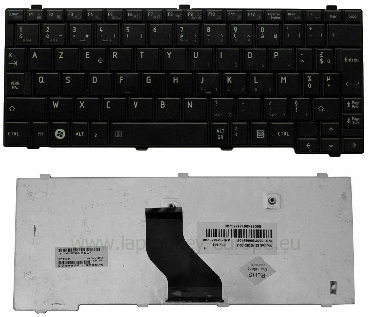 Clavier AZERTY Français Original Toshiba - Modèle V138162BK1 FR - Neuf