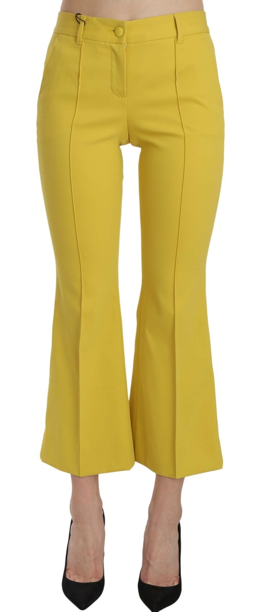 DOLCE & GABBANA Pants Cotton Yellow Flared Bootcut Capri