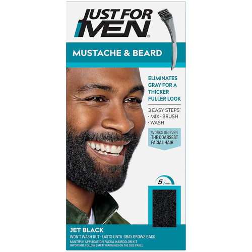 Just for Men Mustache & Beard, Beard Dye for Men with Brush Included for Easy Ap