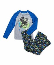 Boy's T-Rex Dinosaur Polyester Jersey, Fleece Pajama Set