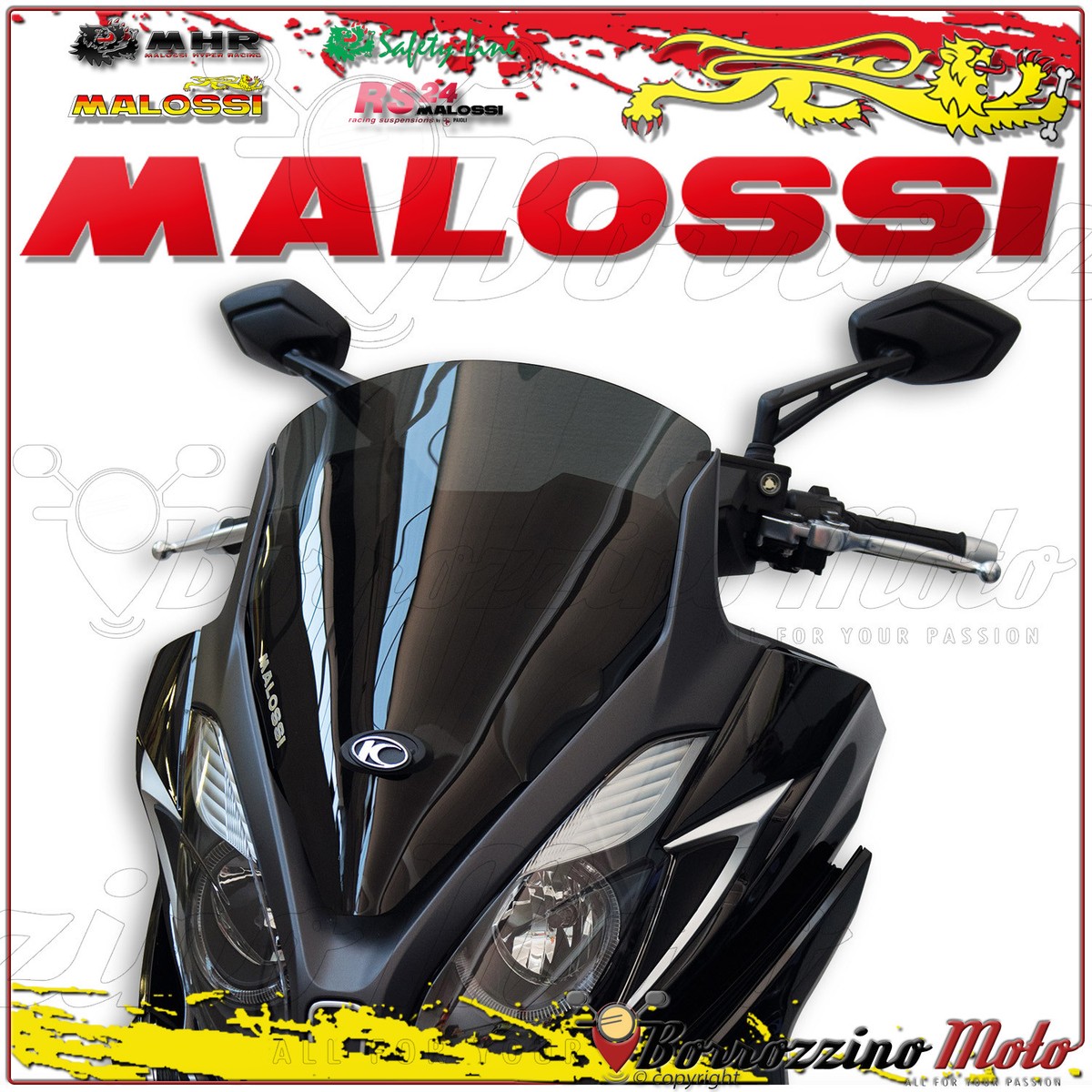 MALOSSI 4517073 CUPOLINO SPORT FUMÉ SCURO KYMCO DOWNTOWN i ABS 350