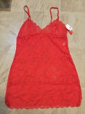 NWT Josie By Josie Natori Red Bardot Sheer Lace Chemise Slip Lingerie Womens L