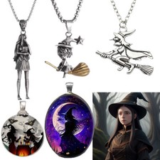 Witch Jewelry Vintage Look Gothic Retro Magician Pendant Necklace