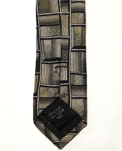 Pierre Cardin Men's Neck Tie 100% Silk Geometric Grey/Silver/Gold/Black 59" - Picture 4 of 4