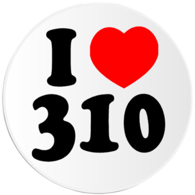 I Love 310 - 25 Pack Circle Stickers 3 Inch - Area Code Los Angeles ...