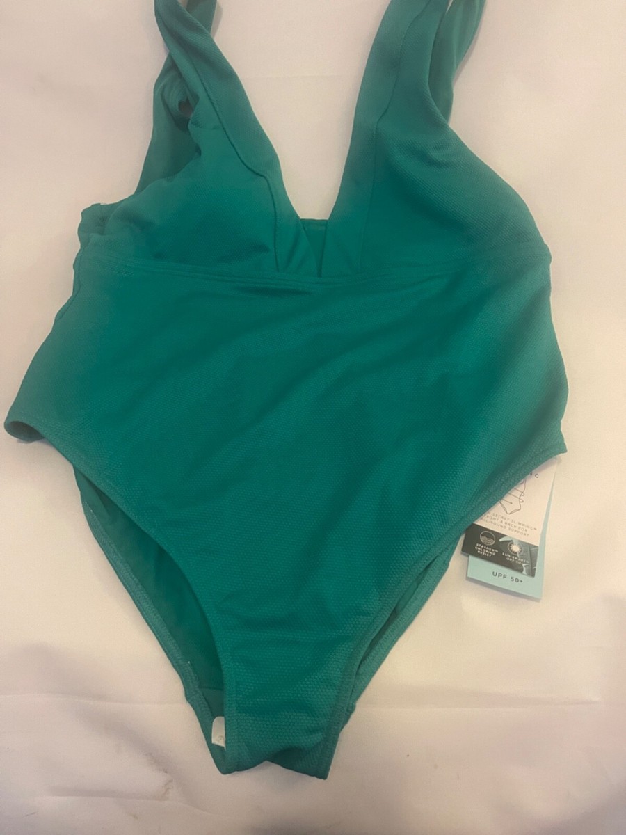 M&S SECRET SLIMMING MAGIC SHAPING GREEN NON WIRED SWIMSUIT SIZE