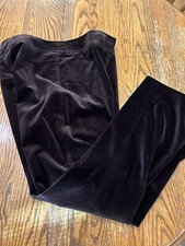 Vtg Chocolate Brown 70s Velvet Trousers Size L 36 X 31 High Waist Wide Legs 20  
