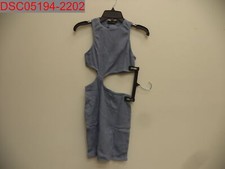 Pretty Little Thing Petite Womens Blue Waffle Knit Cut Out Racer 2 5059960356035