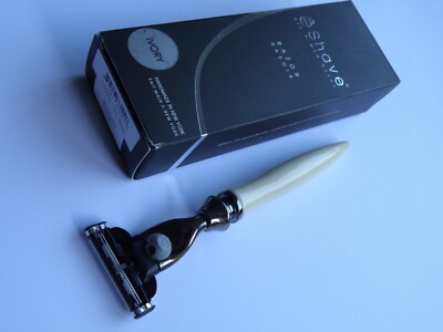 NEU VERPACKT ESHAVE LUXUS RASIERER ELFENBEIN & GUN METAL 3 KLINGEN HANDGEFERTIGT IN NEW YORK