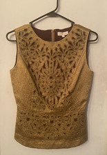 NWT Tory Burch Women’s Embellished Royal Gold Birdie Top Size 4, $995