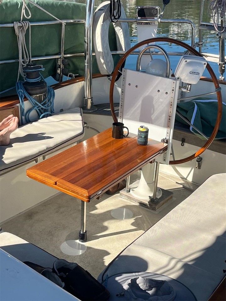 Table Pliante Bateau En Teck – Multi-usages Pour Yacht, Camping-car Et Marin