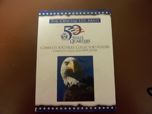 The Official US Mint 50 State Quarters Collectors Folder 1999-2008 with coins