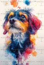 DOG ART PRINT, Rainbow Animal Pet Poster, Fantasy Puppy Abstract Wall Decor