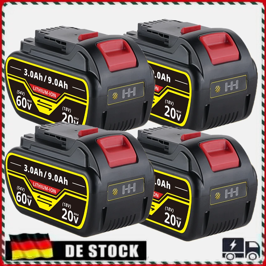MARKENLOS NEU 20V 54V 60V 9000mAh Batterie Für DeWalt DCB205 DCB206 DCB606 DCB609 AKKU