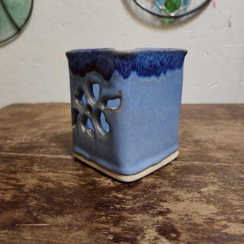 Handmade Pottery SMP Tennessee Smokey Mountain Pottery Blue Votive Candle Holder - Picture 4 of 8