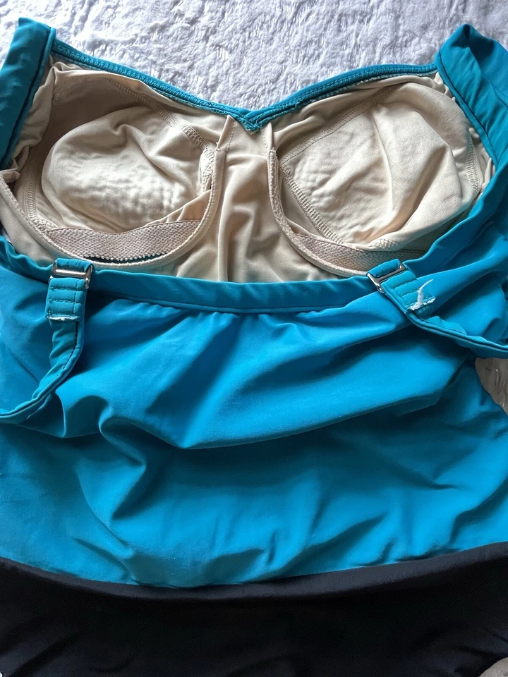 Traje de baño Carol Wior Aqua negro de una pieza para mujer EE. UU. talla 16 resort piscina vacaciones Foto 4 de 4