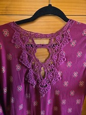 TRIXXI Womens Maroon BOHO Stretch  Mini Faux Wrap Dress M Lace Cutout