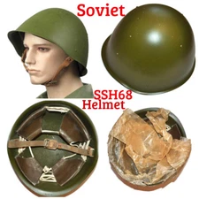 USSR Soviet Combat Steel Helmet SSH68 Russian Soldier Military Kaska Shlem Green