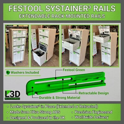 L3D ACCESSORIES Festool Systainer3 Mounting Rails (Made from Extra Strong ABS) 1 Pair
