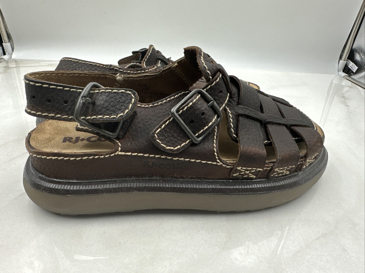 RJ Colt Sandals Mens Sz 10 Leather Brown Riverhead Open Toe  display picture 1