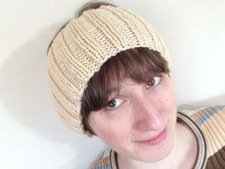 Beige Ribbed Knit Headband Earwarmer -- READY TO SHIP 