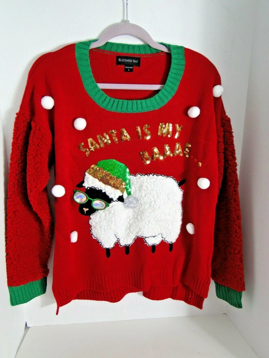 NEW Woman s Blizzard Bay SHEEP Ugly Christmas Sweater Sz. L