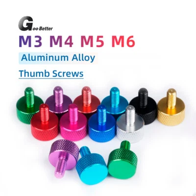GOOBETTER Knurled Thumb Screws M3 M4 M5 M6 Aluminum Alloy DIY Hand Tighten Grip Knob Bolts