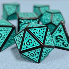 🟩🎲Antique Teal - 7 Dice Set | RPG DnD Dungeons Dragons AD&D Pathfinder d20