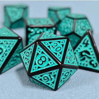   Antique Teal - 7 Dice Set | RPG DnD Dungeons Dragons AD&D Pathfinder d20