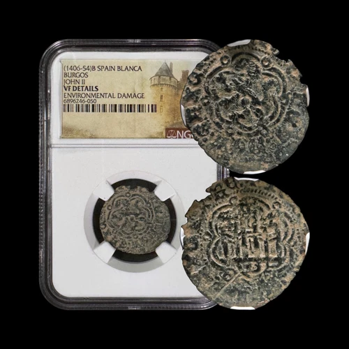SPAIN. 1406, Blanca - NGC VF - John II, Castle & Lion, Burgos