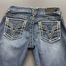 Vigoss The Chelsea Skinny Jeans Girls 7/8 Length 31 Distressed Stitching Denim