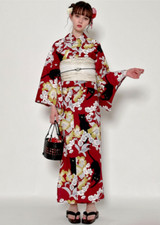 Kimono Yukata Set Dress Cat Cherry Camellia Kyoto Summer Clothes Japan