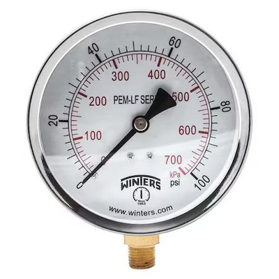 #ad Winters Pem223lf Lead Free Pressure Gauge 0 To 100 Psi 4 In Dial 1 4 In Npt $27.49