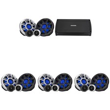 Kicker Premium Marine 4 Pair 6.5" Component Speaker and Amplifier bundle ...