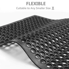 Thick Anti-Fatigue Drain Mat - Durable Rubber, Hex Pattern, Easy Maintenance NEW