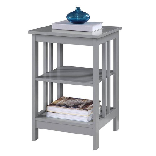 Mission 15.75 in. Gray Standard Height Square Wood Top End Table with Shelves - Picture 5 of 6