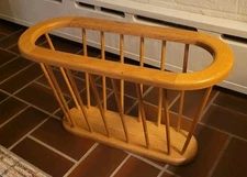 Vintage Mid Century Arthur Umanoff style Magazine Rack Holder Wooden Spindle MCM