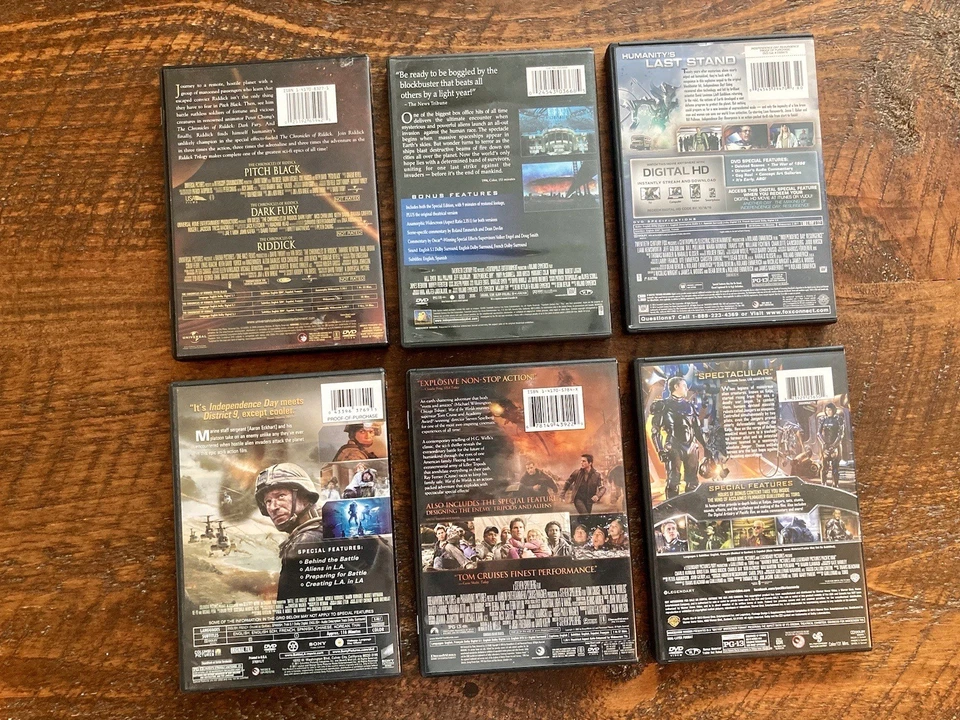 Riddick Trilogy Independence Day War Worlds Pacific Rim 5 DVD Alien Lot Bundle - Image 2 of 4