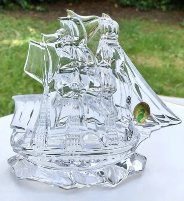 Waterford Lead Crystal Tall Ship Sculpture - Image 1 of 4